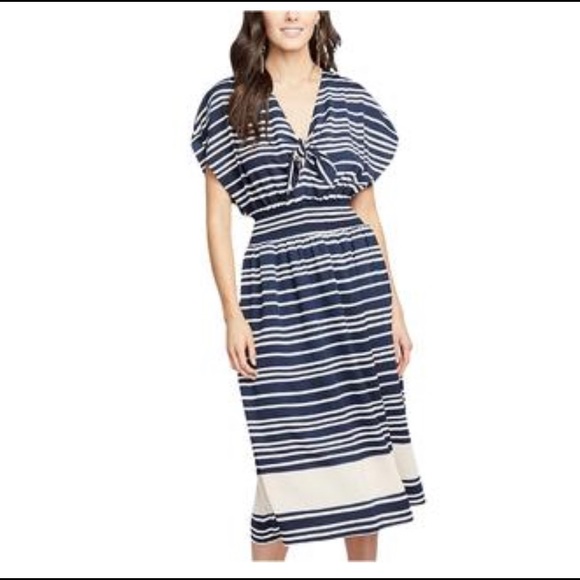 Rachel Rachel Roy | Striped V-Neck Midi - Picture 1 of 12